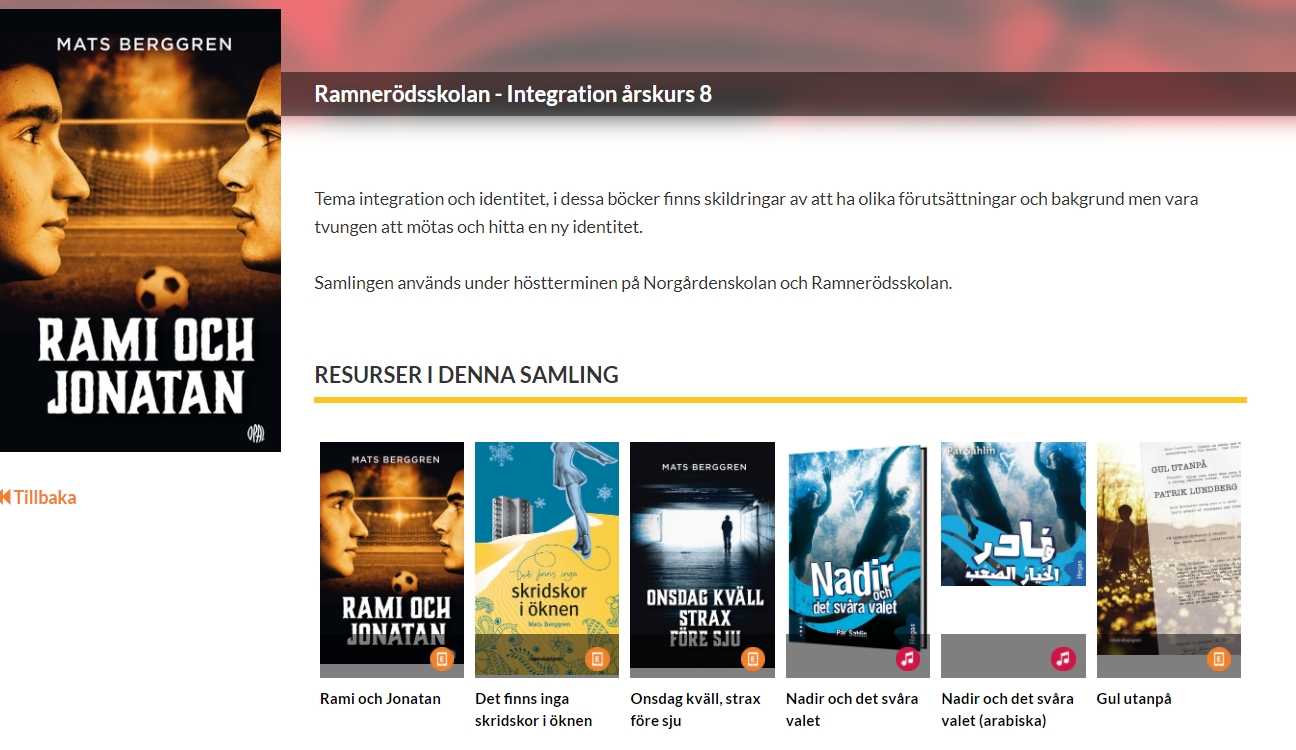 Samling e-böcker på temat integration som har använts på Ramnerödsskolan