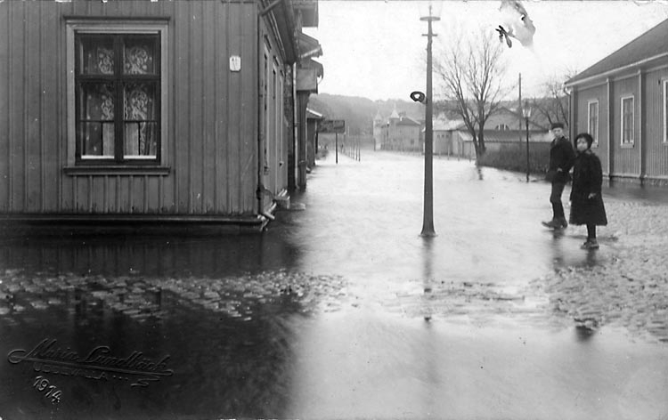 Översvämning i Uddevalla runt förra sekelskiftet. 
