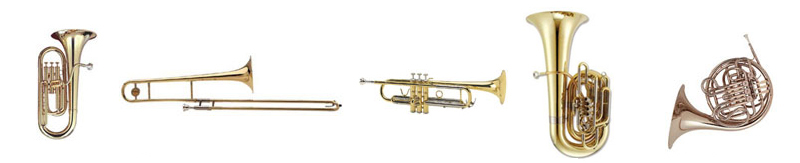 Baryton, trombon, trumpet, tuba och valthorn